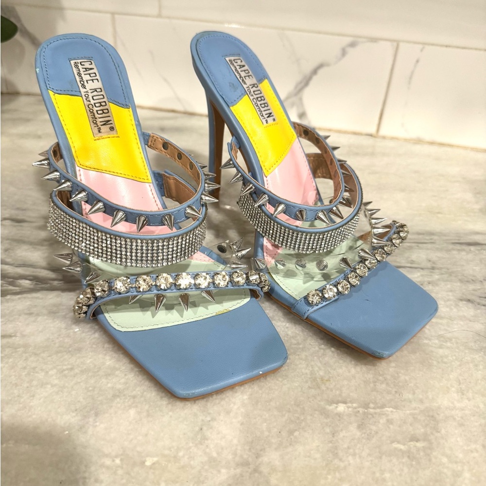Cape Robbin Blue and Silver Spiked Heels - Picture 3 of 9